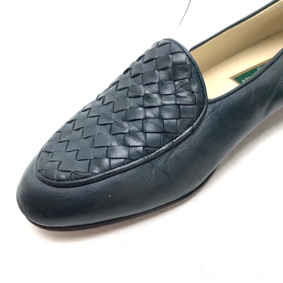COLE HAAN Navy Blue Leather Upper & Sole Woven Vintage ITALY Flats sz 6.5/ 7 - Picture 7 of 16